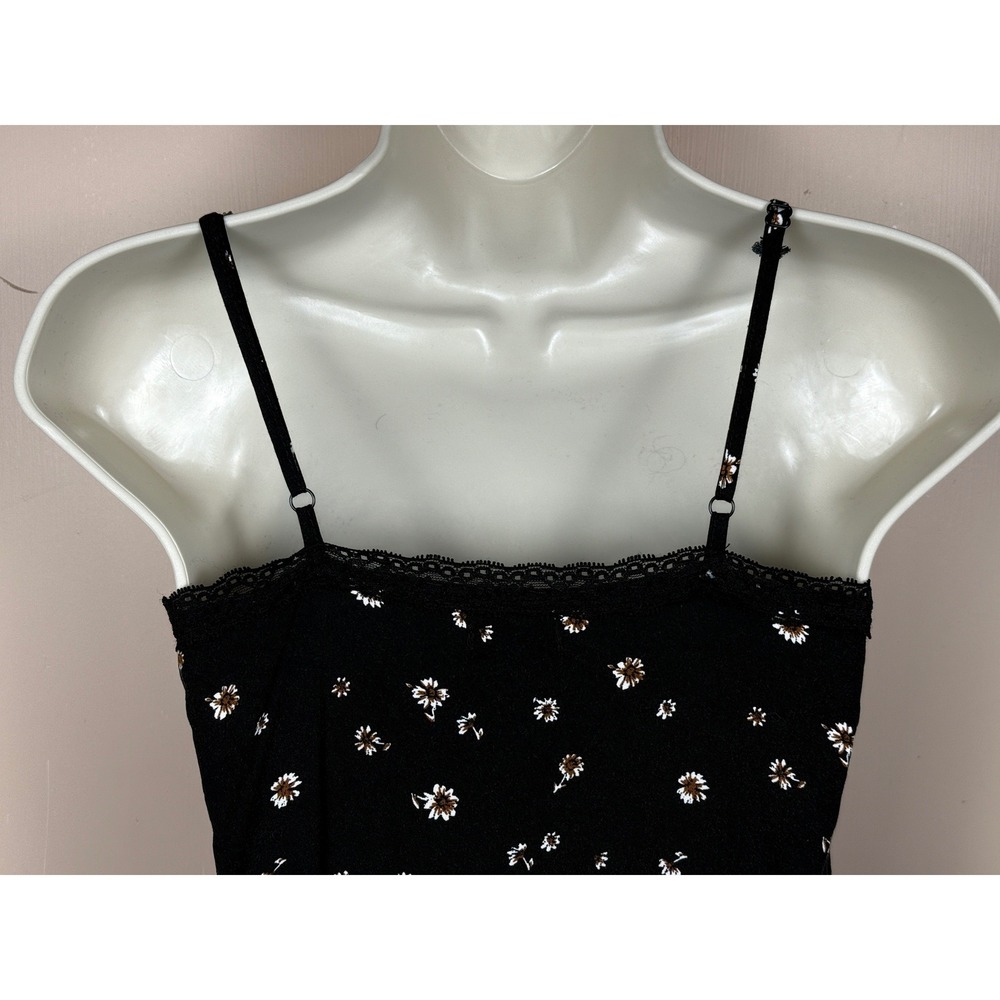 Womens Baby Doll Top by Art Class Size L 10/12 Black Daisy Print Y2K Coquette - Picture 15 of 15